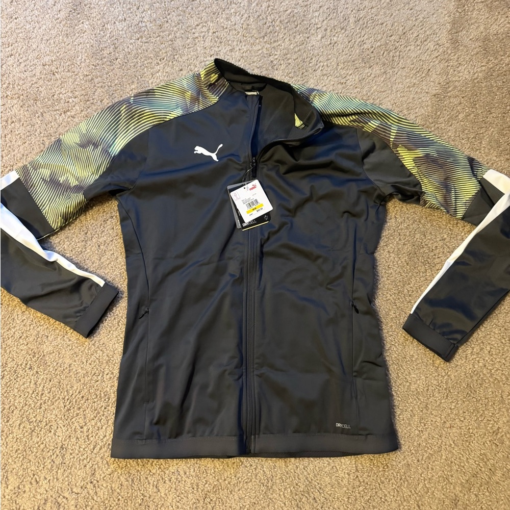 Puma CUP Training Full Zip Jacket Asphalt Fizzy Jaune Gray Green Men’s Medium